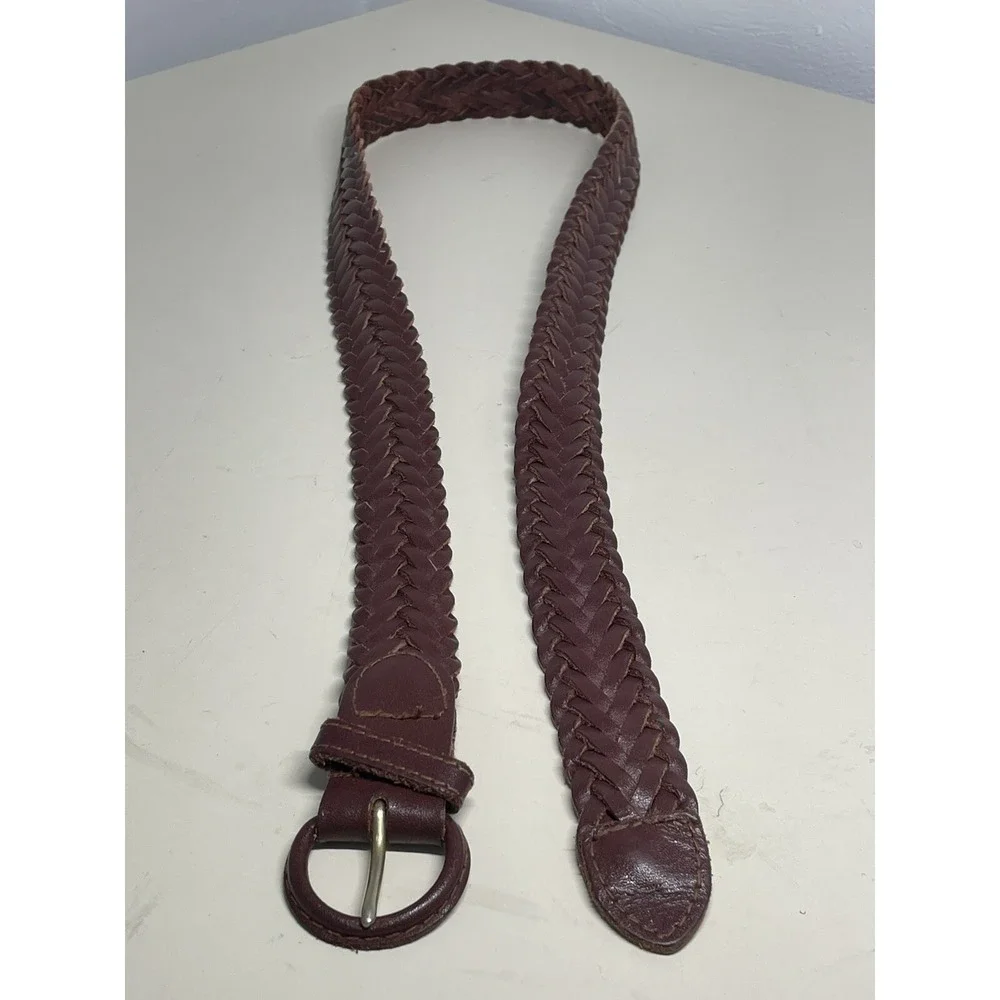 Mens Surrey Braided Leather Belt L Split Cowhide 46